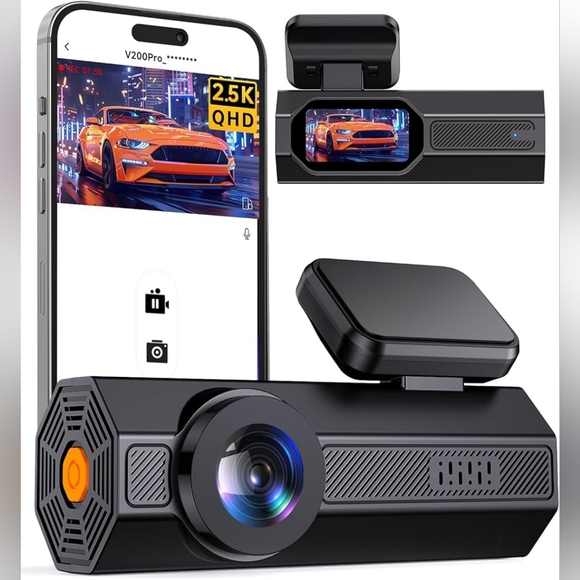 2.5K Car Dash Camera, 1440P with APP, WiFi Dash, WDR Night Vision, 24/7 Parking - Picture 1 of 6